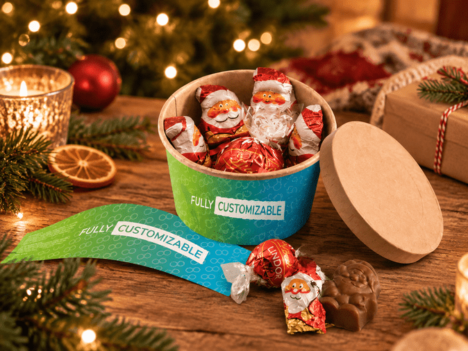 Kerstchocolade met logo op de verpakking