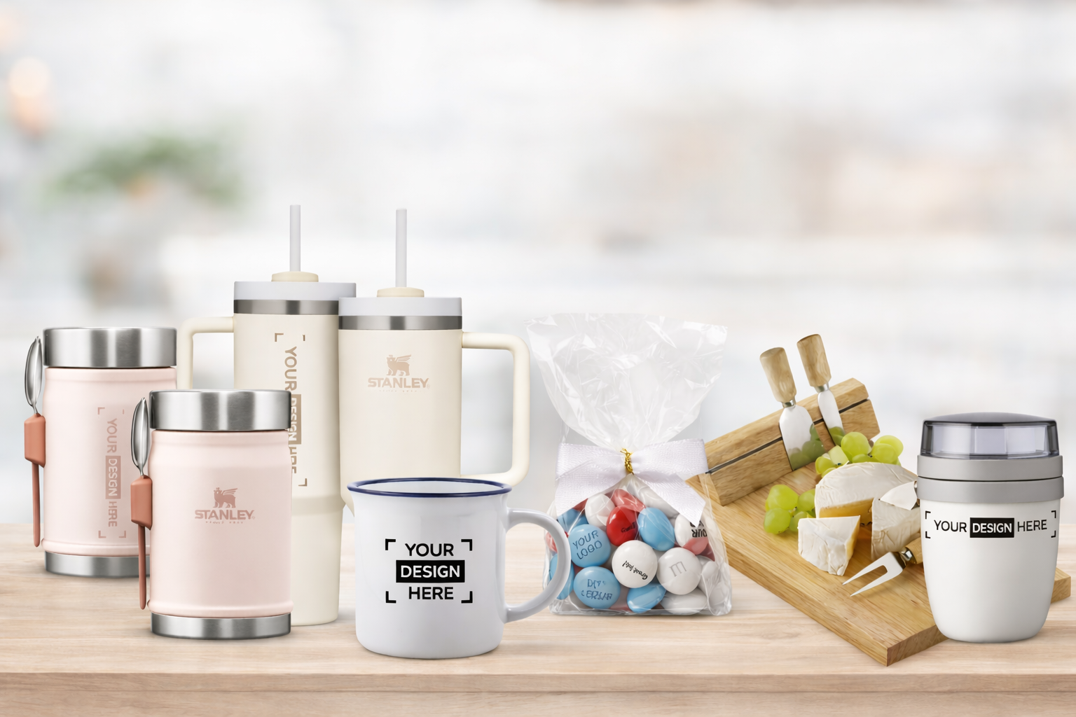 Objets publicitaires food et boissons - gourdes, verres et accessoires de cuisine personnalisés