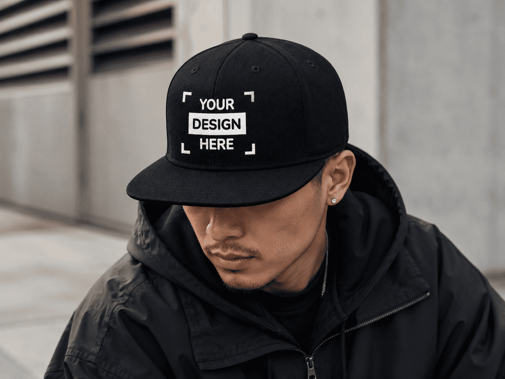 Große Ansicht eines Snapbacks mit Frontmotiv für Streetwear