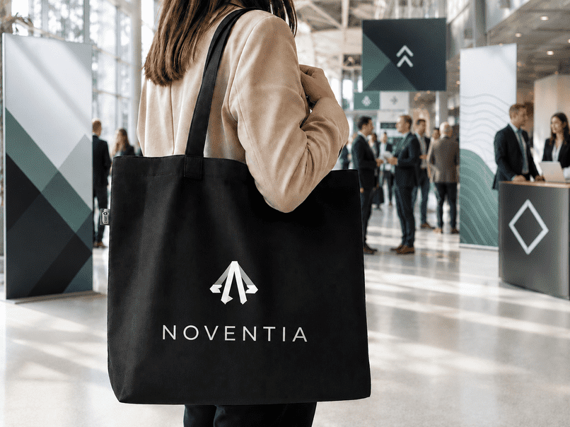 Große Ansicht der bedruckten Messetasche mit Logo
