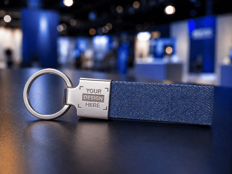 Schlüsselanhänger aus Denim mit Logo