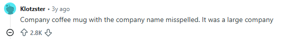 Reddit comment about a disappointing company gift