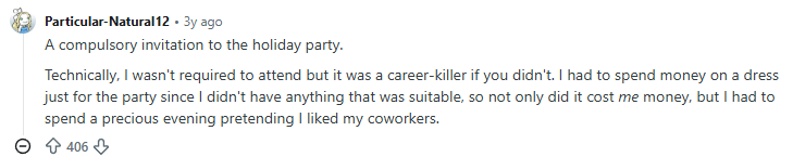 Reddit comment about a disappointing company gift