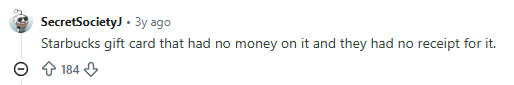 Reddit comment about a disappointing company gift