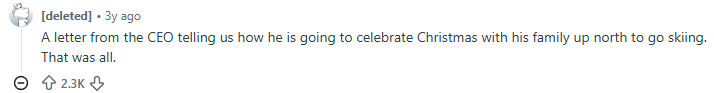 Reddit comment about a disappointing company gift